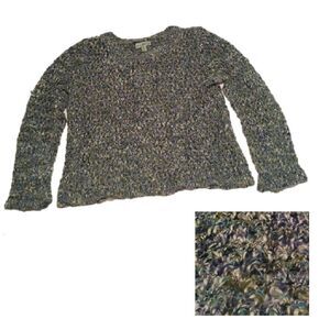 Windi River sweater Womens XL aqua marled open knit Coastal Fairy Goblin Hippie